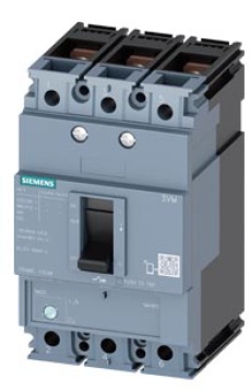 Interruptor automático 3VM1 IEC Frame 160 Clase de poder de corte N Icu=25kA @ 415V 3 polos, protección de distribuciones TM220, ATFM, In=125 A protección de sobrecarga Ir=88A…125A protección de cortocircuito Ii=10 x In conexión plana con tornillos NO INC